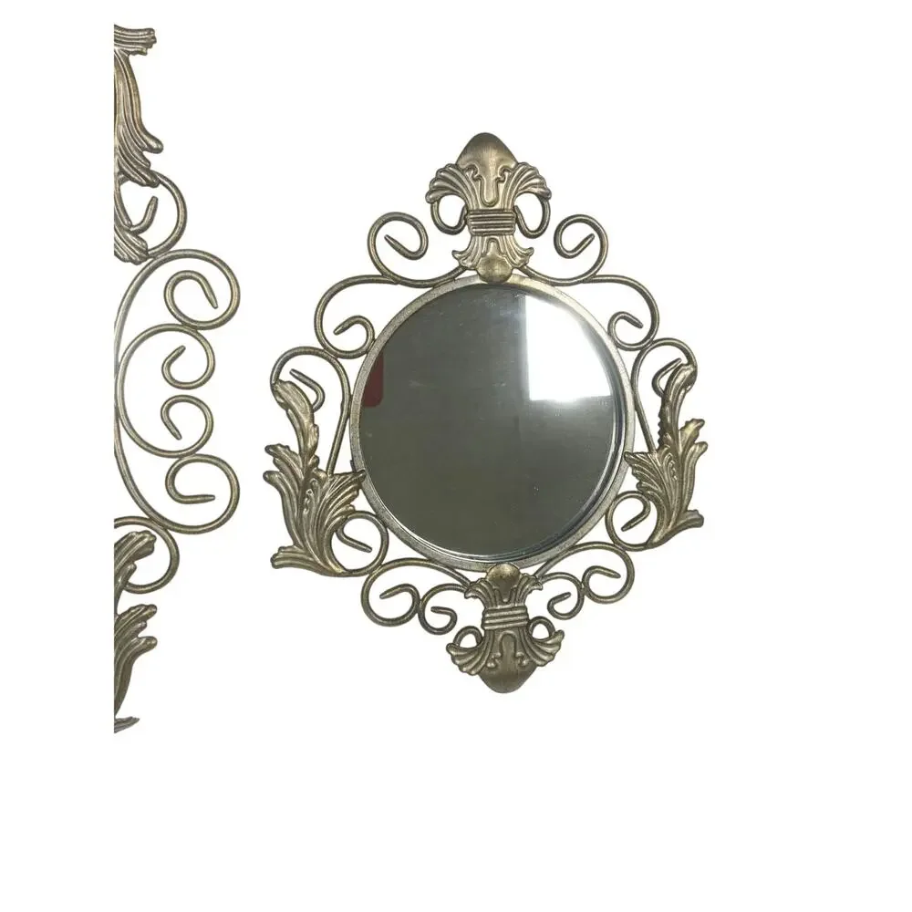 Vintage Set of 3 Silver Metal Home Interior Wall Mirrors
